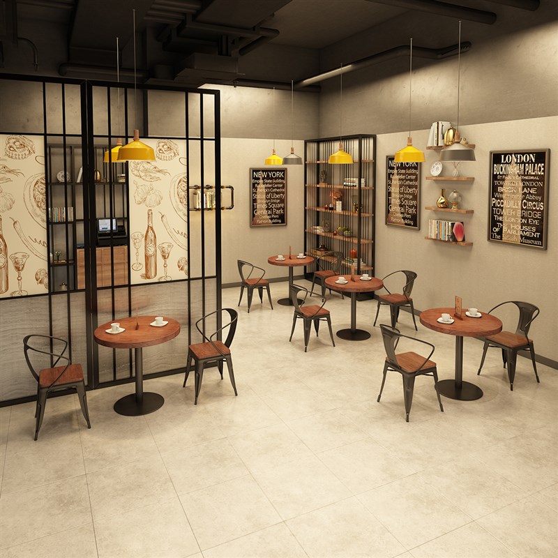 奶茶店桌椅 咖啡厅馆酒吧网红清吧洽谈接待组合实木休闲小圆桌子