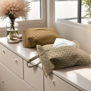 简约轻奢高级感蜂巢纹皮质车载纸巾盒客厅茶几抽纸盒餐巾纸收纳盒