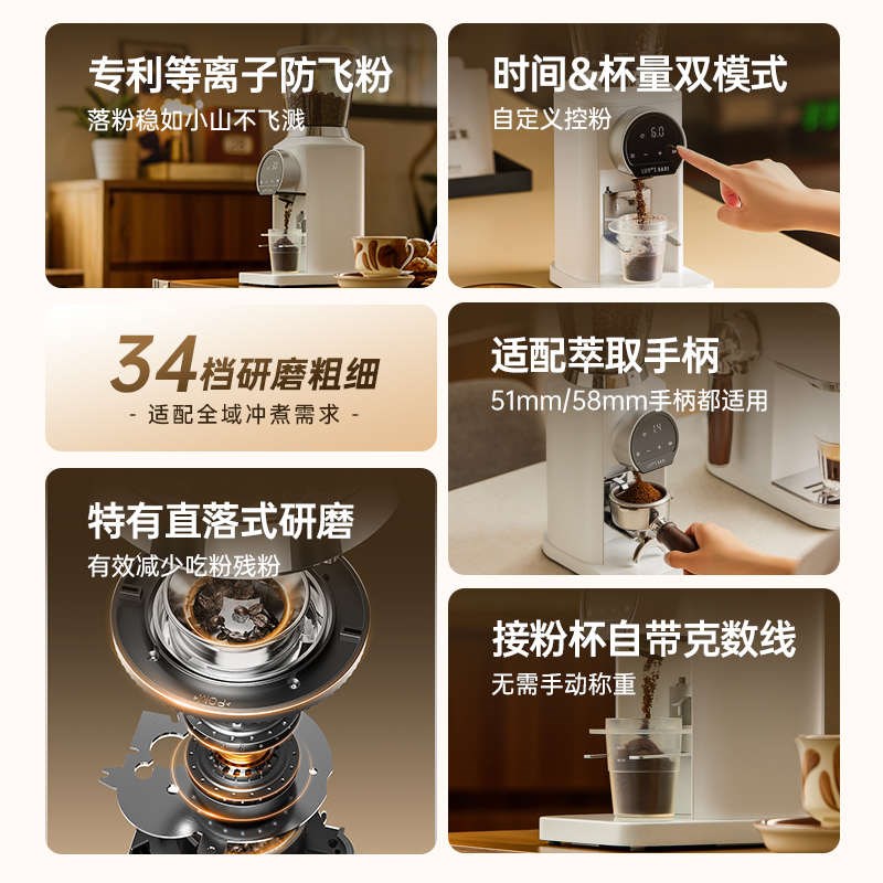 露茉白旋风咖啡机电动磨r豆机家用小型迷你烹饪机意式咖啡豆研磨