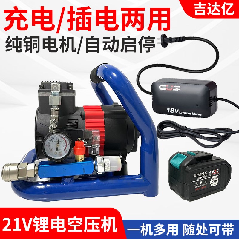交直流锂电/22k0V两用无罐无刷锂电气泵小型充气泵变频静音空压机