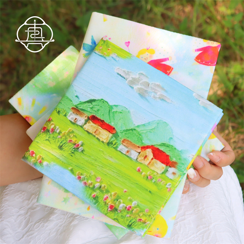 真我 童心油画 可爱童趣手工布书z衣手账A5A6手账本记事本封套日