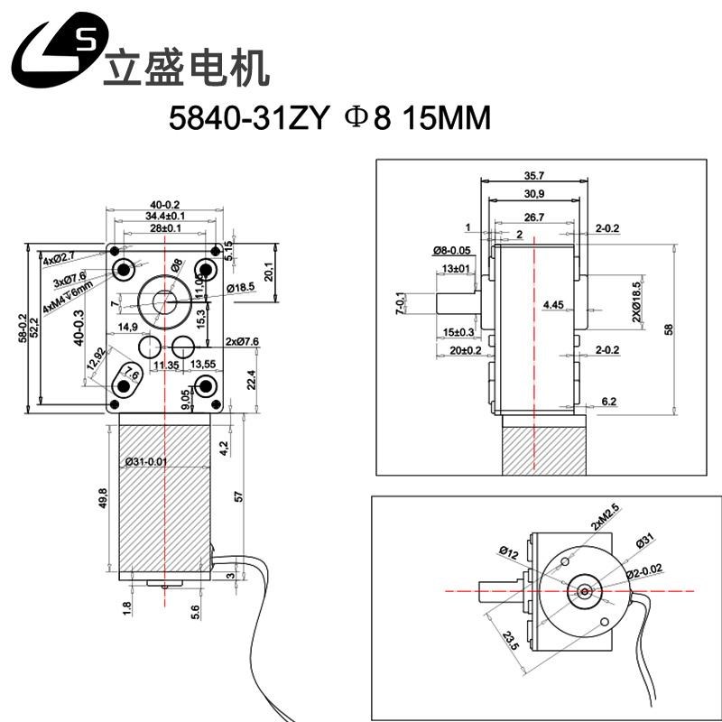立盛5840-31ZY微型直流减速电机涡轮F蜗杆自锁调速慢速马达12V24V