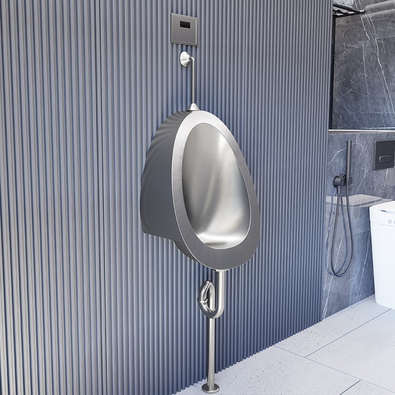 304不锈钢小便斗挂墙式公共自动D冲水感应小便器男站立小便池尿斗