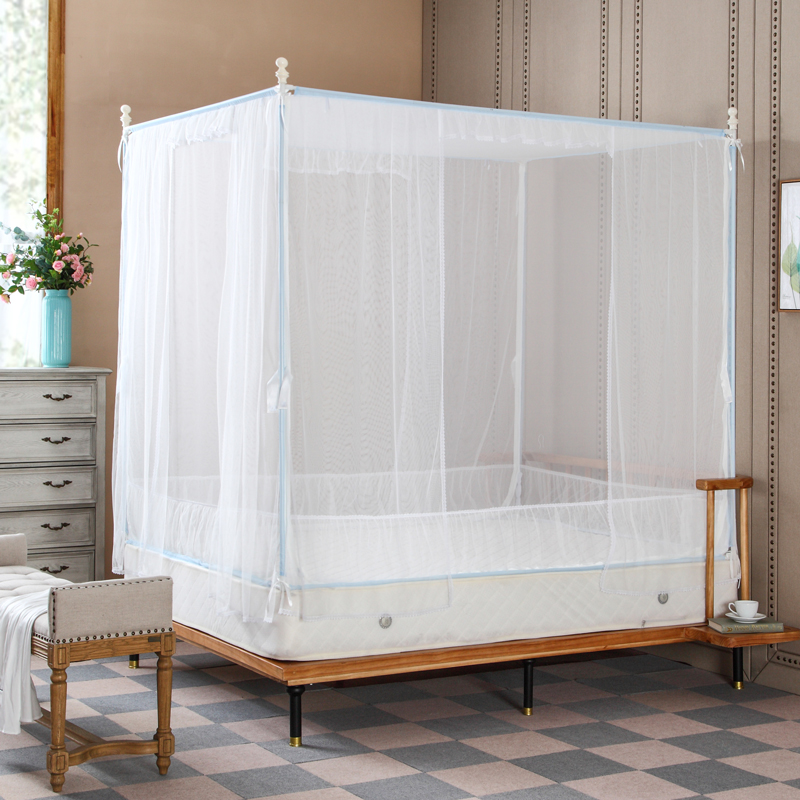 自然风新款拉链f方顶三开门蚊帐支架加密1.5/1.8m/2米/2.2双人家