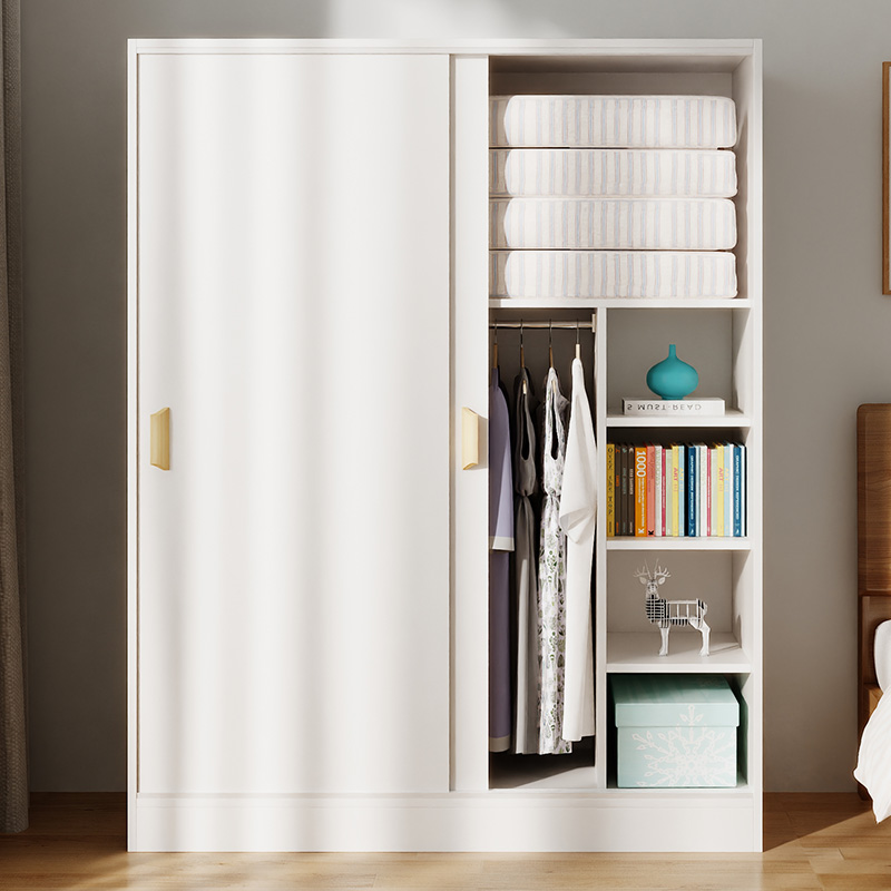 推拉门衣柜卧室家用出租房简易组装衣服收纳柜结实W耐用衣橱置物