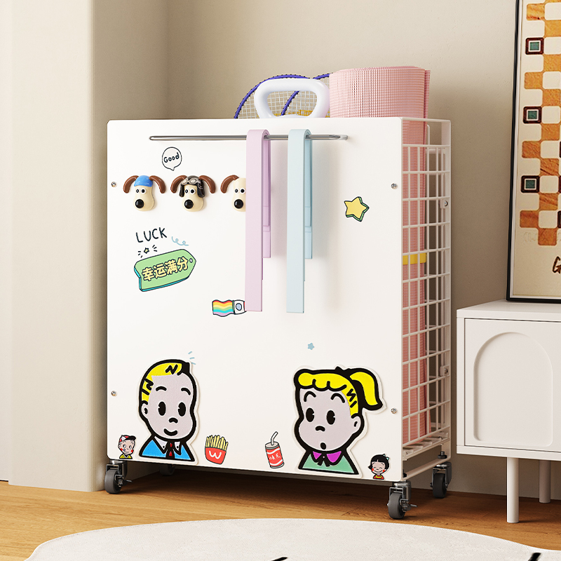 瑜伽垫收纳筐夹缝带轮篮球类收y纳箱放运动装备健身器材置物架推