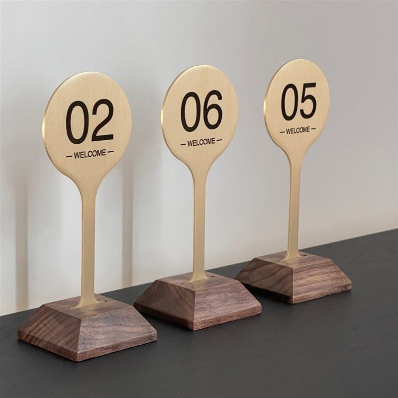 居拙黄铜实木桌号牌台牌台卡餐厅酒店扫码点单点餐立牌展示牌定制,文具电教/文化用品/商务用品,桌牌/台牌,淘宝优惠券,粉丝福利购,淘宝优惠卷