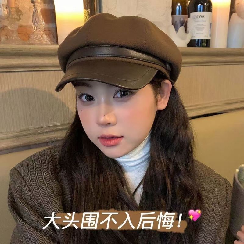 新款秋冬拉德百搭帽子女复古画家贝雷帽显脸云朵八角帽百搭时尚潮