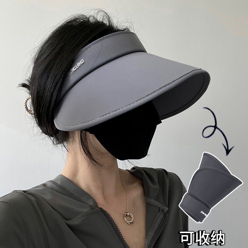 加宽加大帽檐防晒帽女夏季遮脸防紫外线骑车户外可折叠空顶太阳帽