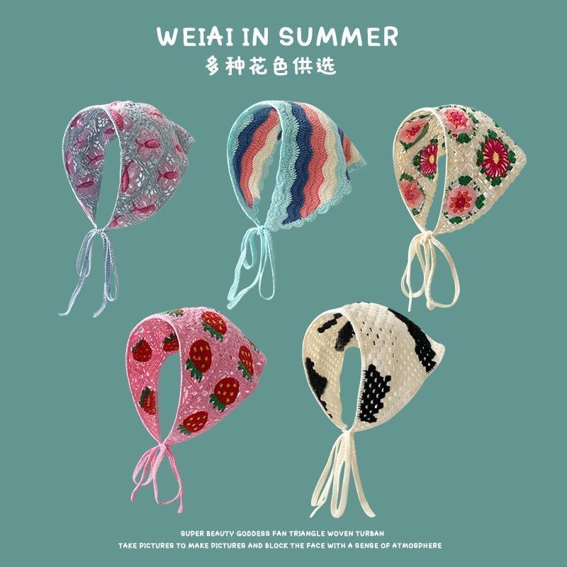 春秋韩版头戴三角巾多巴胺头巾甜美可爱少女风头饰束发带网红帽子