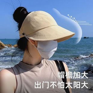 赵露思明星同款 防晒紫外线鸭舌空顶户外可扎马尾太阳帽 遮阳帽夏季