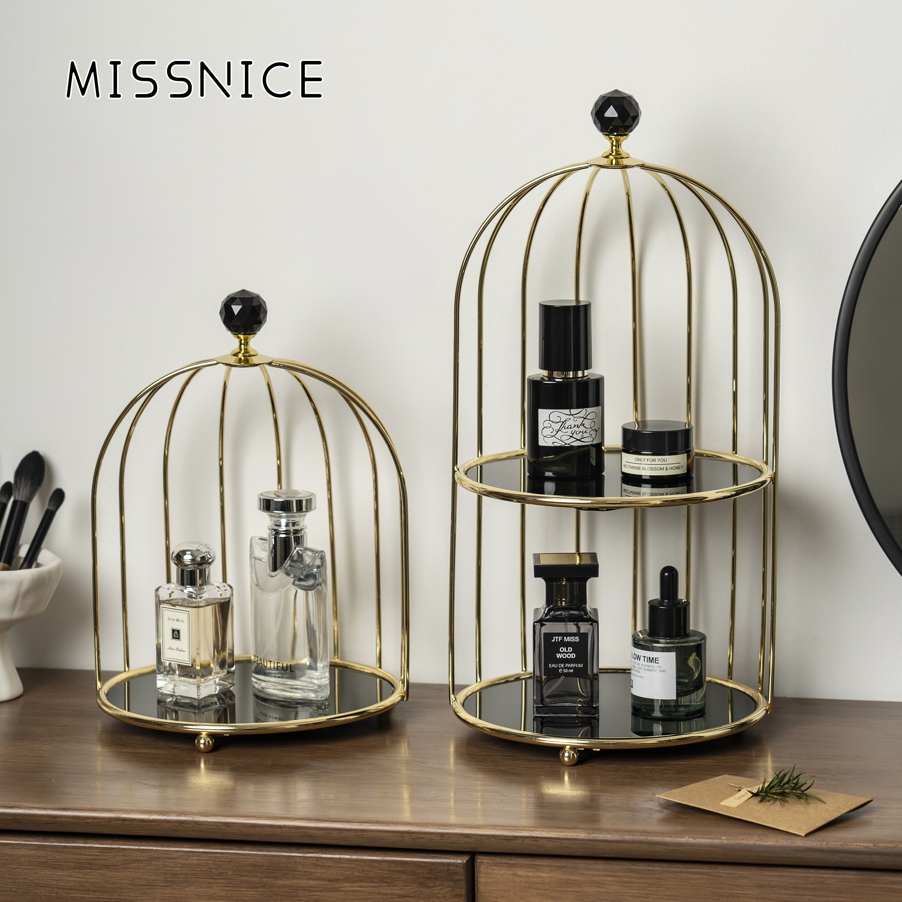 MISSNICE鸟笼化妆品收纳架卫浴置物架梳妆台收纳盘桌面口红收纳盒,收纳整理,整理架/置物架/收纳架,淘宝优惠券,粉丝福利购,淘宝优惠卷