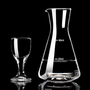 带刻度白酒分酒器手工吹制家用洋酒公杯水晶玻璃分酒壶白酒醒酒器