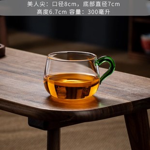 玻璃茶杯带把耐高温加厚家用凉水杯办公杯个人用茶具花茶杯