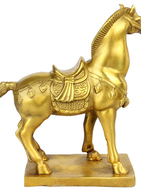 朴器 铜马摆件马到成功工艺品摆设家居装饰品唐马铜马一对
