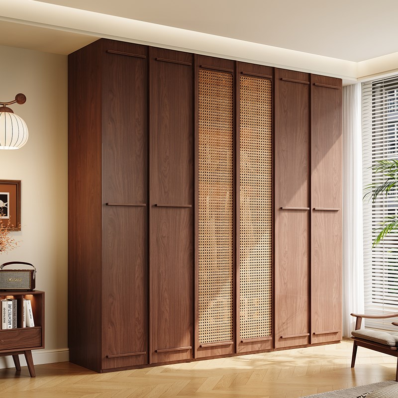 ENF级全实木藤编衣p柜2025新款骨骼线储物柜免拉手分段式大衣橱