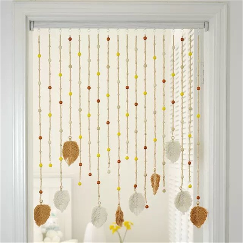 木珠帘隔断帘玄j关卧室门帘装饰家用房间珠帘卧室过道玄帘子原木