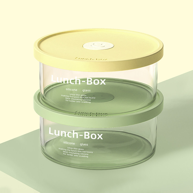高硼硅玻璃饭盒可微波炉加热专用上班族2025新款圆形大容量保鲜盒