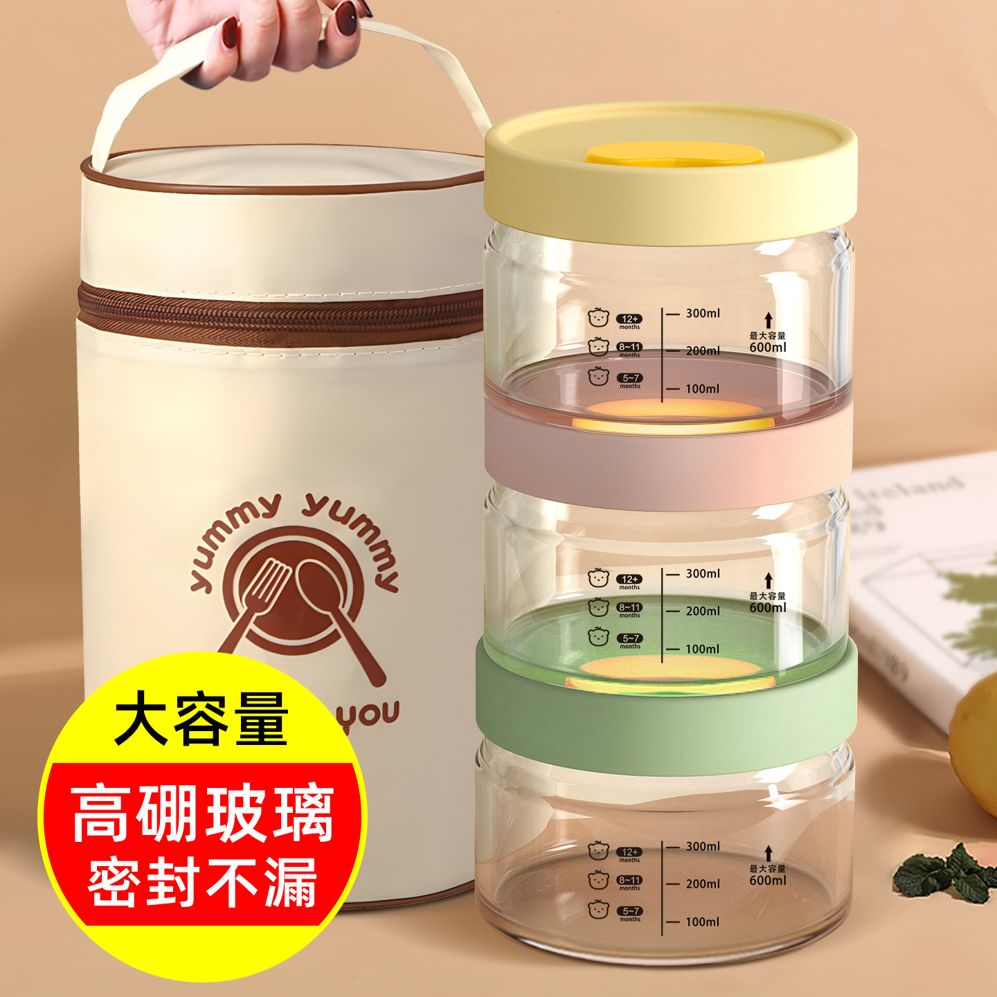 高硼硅玻璃饭盒微波炉专用上班族带饭餐盒保鲜盒食品级密封带盖碗