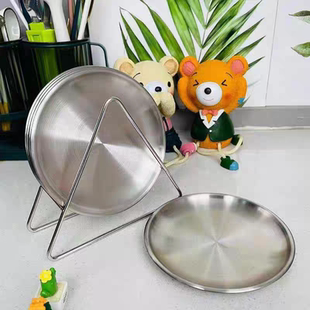 ANBOX不锈钢吐骨碟套装家用圆盘小吃盘浅盘桌面垃圾残渣吐骨头碟