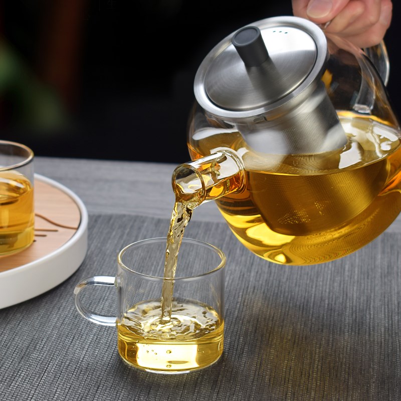 品德坊耐热玻璃茶壶家用过滤泡茶水壶蒸煮茶器玻璃内胆花茶壶茶具