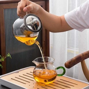 不锈钢内胆过滤茶水分离泡茶器 耐热玻璃茶壶单壶家用功夫茶具套装