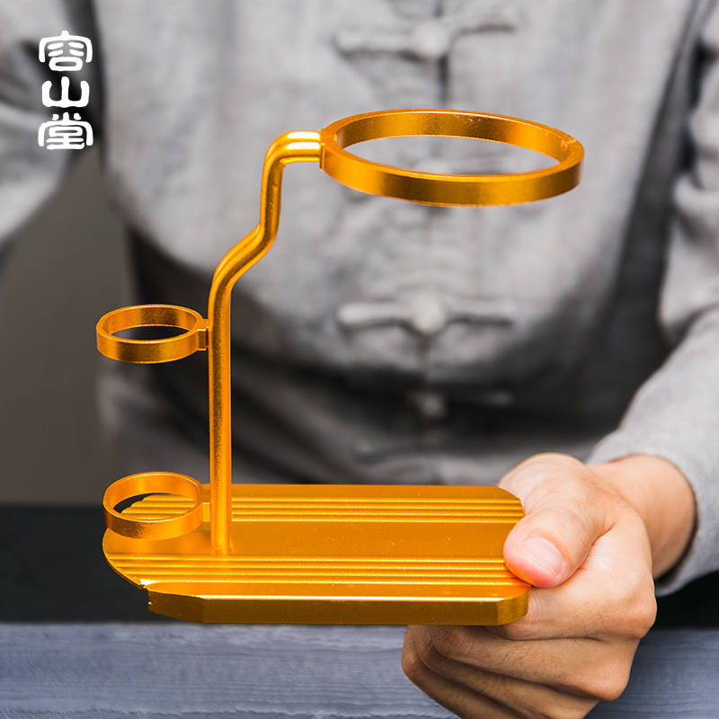 容山堂茗宏玻璃公道杯茶漏套装茶托架纯铜分茶器泡茶滤网茶具套装