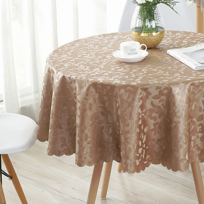圆桌桌布防水防油防烫免洗欧式餐布家用餐桌布圆形布艺台布餐桌垫