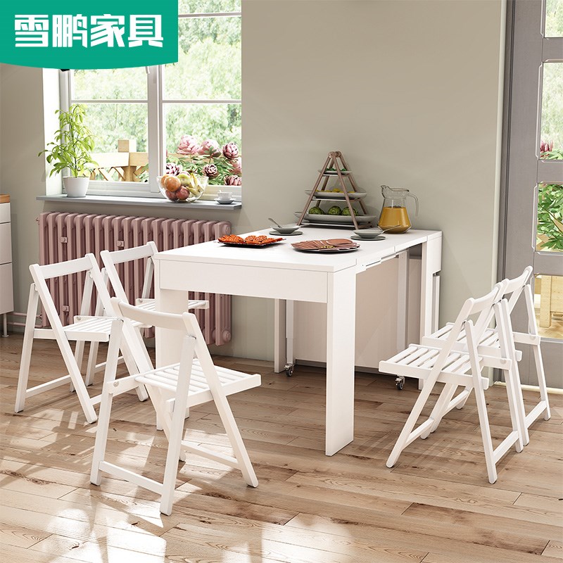 现代简约餐桌家用小户型伸缩隐形拉伸折叠餐桌椅4人8人10人E-008