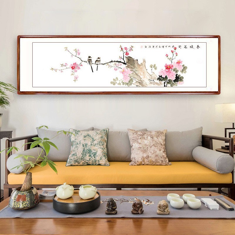 手绘荷花写意水墨国画花鸟客厅装饰画中式卧室床头挂画牡丹花壁画图片
