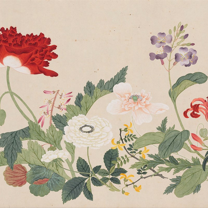 国画订制微喷打印 清 钱维城 万有同春图卷  仿古字画 工笔花鸟画