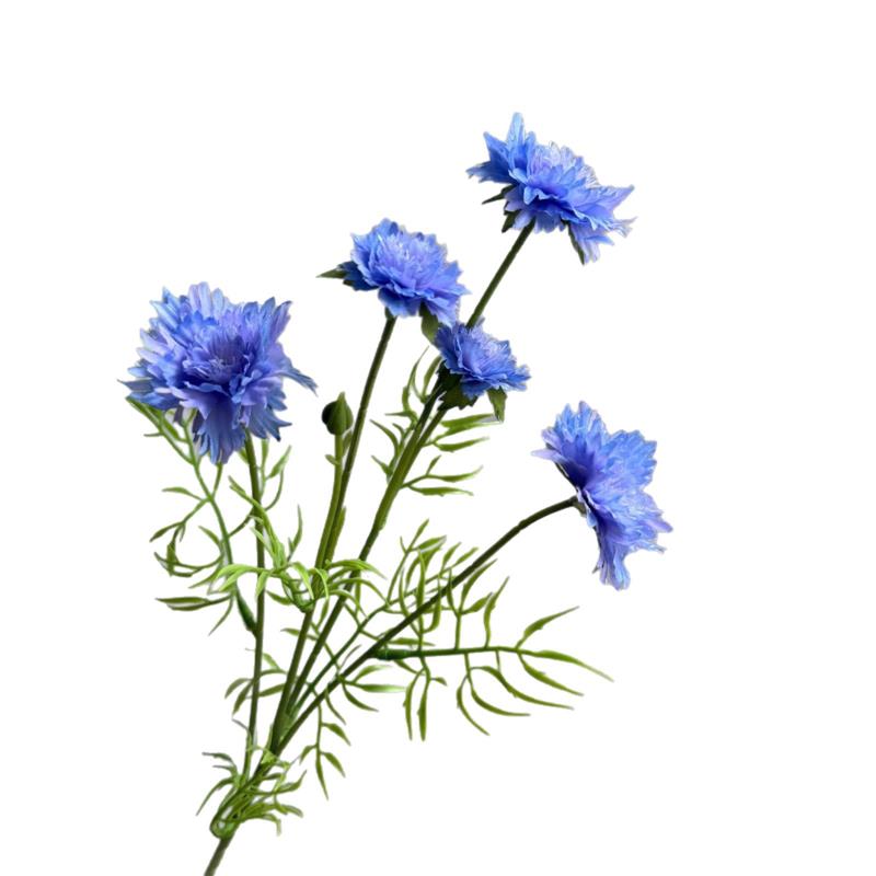 仿真花5头矢车菊雏菊清新假花蓝色韩式花婚庆插花摄影道造景绢布