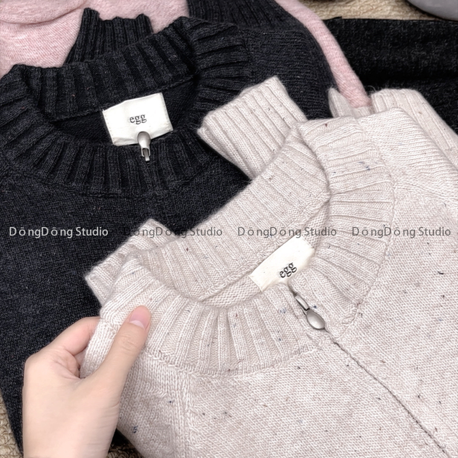 特！售完无补！圆领拉链开衫纯色宽松长袖针织毛衣外套 6617