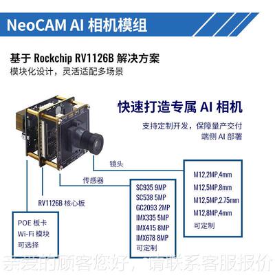 摄像头 MX415传感器 POE供电模控块 IR1126相机模RV1126B 块 V监