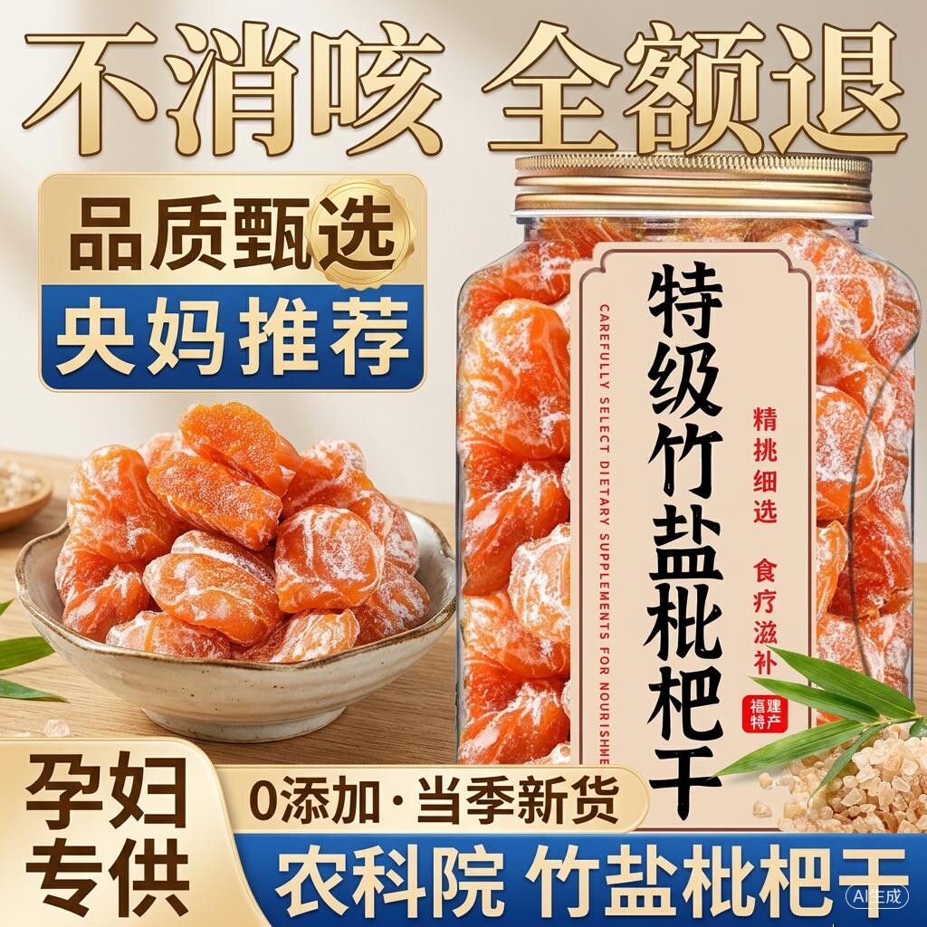 竹盐甘草枇杷干无糖无添加云霄图片