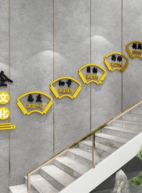 楼梯贴台阶企业文化墙面办公室装饰员工激励志标语公司会议室布置