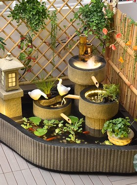 大型假山流水喷泉庭院花园室内阳台鱼池循环水造景观摆件布置落地