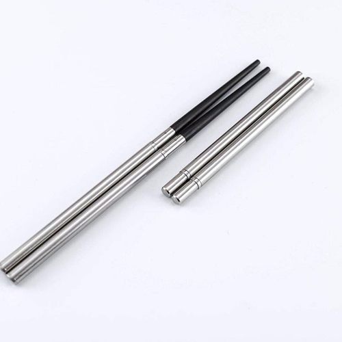 红木黑檀木不锈钢折叠便携式筷子两节可伸缩上班族学生餐具单人装