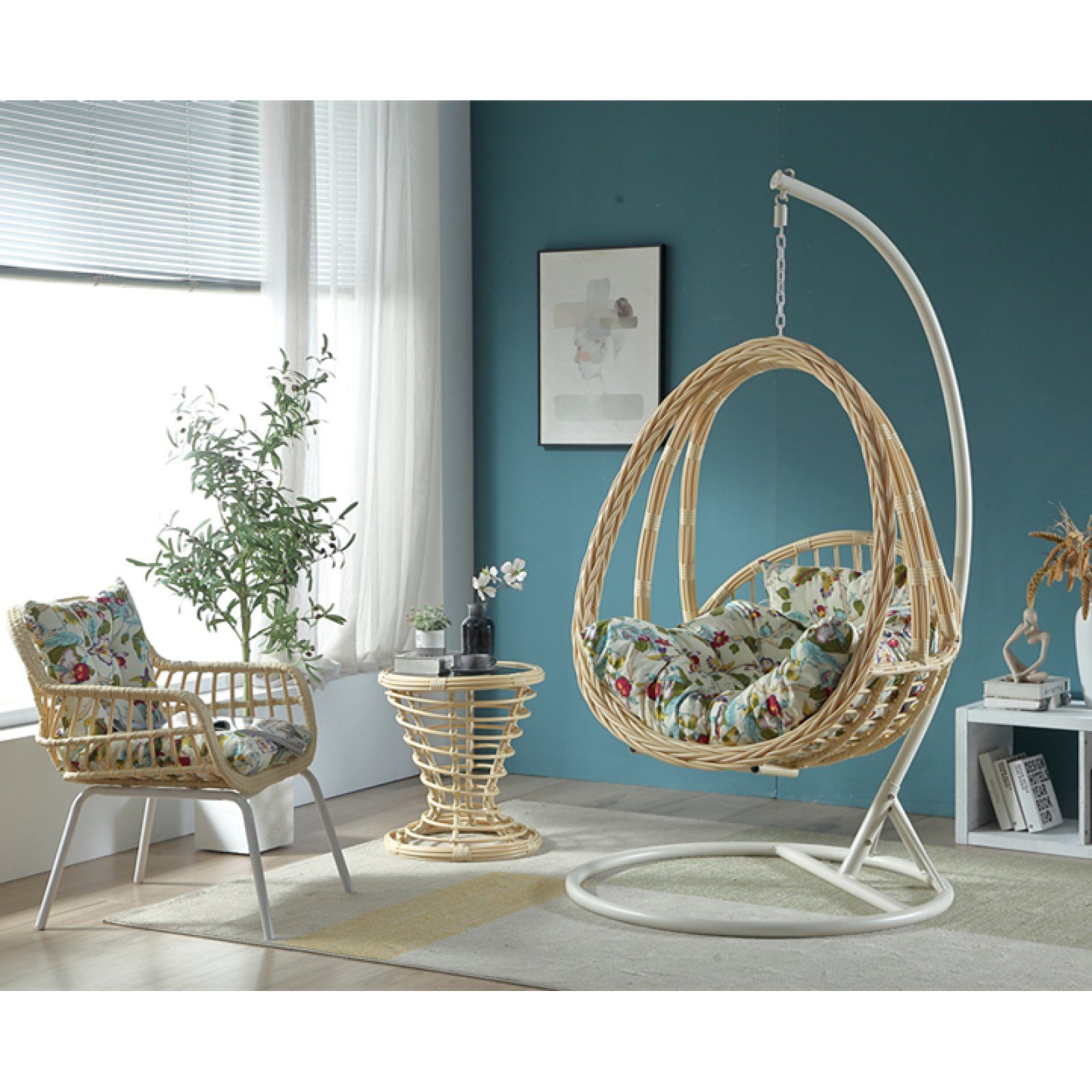 铁艺阳台吊篮吊椅藤椅秋千摇篮加固单人双人室内吊床庭院户外桌椅