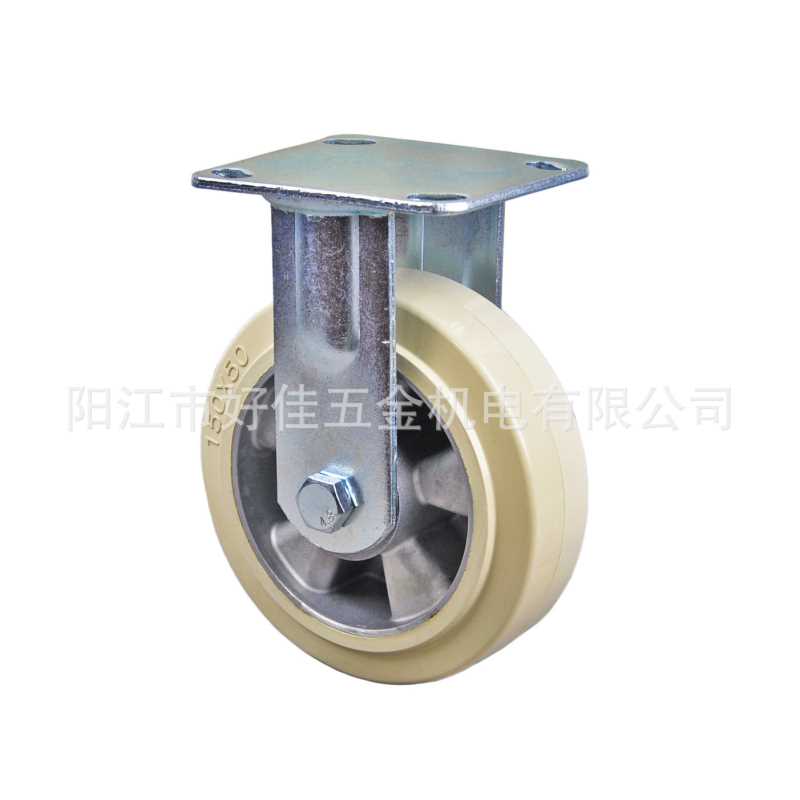 源头工厂产品6X2重型定向铝合金高弹力减震降噪白色橡胶脚轮