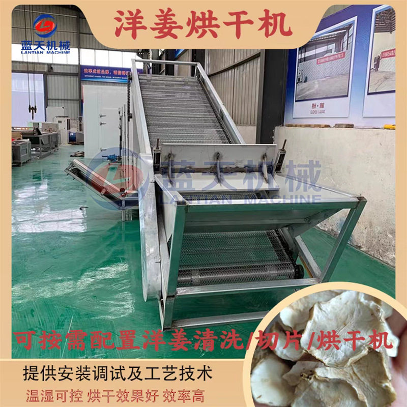 洋姜烘干机 大型自动烘生姜机 姜不辣菊芋洋姜清洗切片烘干生产线