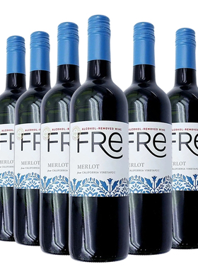 fre脱醇红葡萄酒无醇红酒梅洛750ml聚会应酬挡酒敬酒美国舒特轻舞