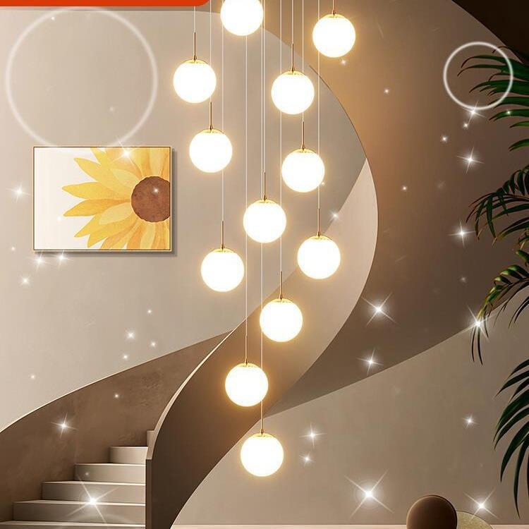 旋转楼梯间长吊灯现代简约loft复式楼大挑空公寓客厅灯别墅楼中楼