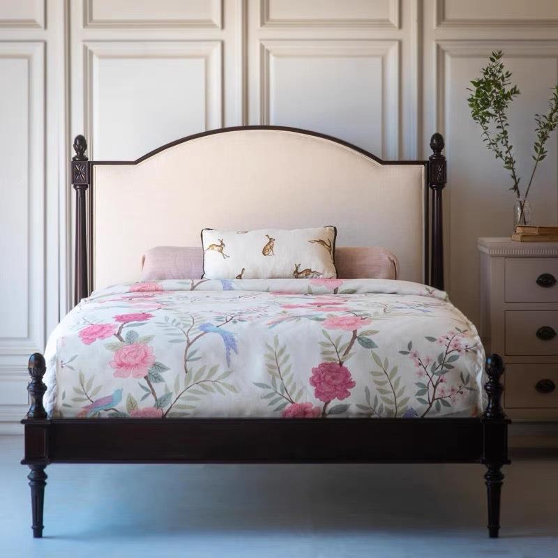 法式轻奢复古实木床双人床美式简约1.8米大床罗马柱公主床婚床