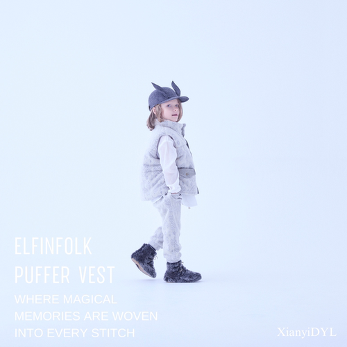 Elfinfolk日本25AW婴幼儿棉服马甲儿童秋冬保暖绒感夹棉马甲复古