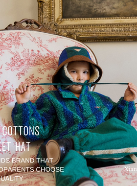tinycottons25AW儿童秋冬纯棉保暖羊羔护耳帽渔夫帽男童女童复古