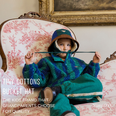 tinycottons25AW儿童秋冬纯棉保暖羊羔护耳帽渔夫帽男童女童复古