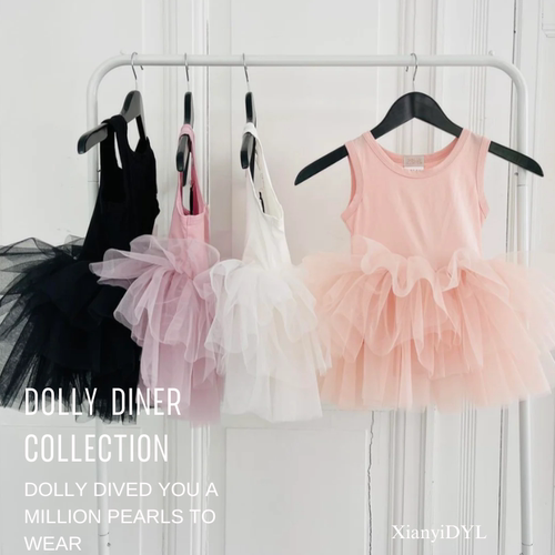 DOLLY25春夏新款女童复古棉质芭蕾舞裙蓬蓬裙tutu裙生日花童周岁