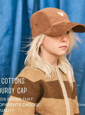 tinycottons25AW儿童秋冬纯棉灯芯绒鸭舌帽棒球帽棕色卡其男女童