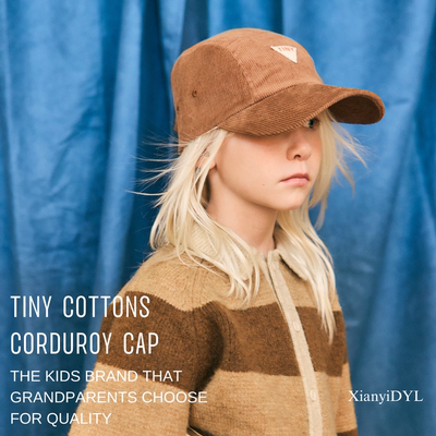 tinycottons25AW儿童秋冬纯棉灯芯绒鸭舌帽棒球帽棕色卡其男女童